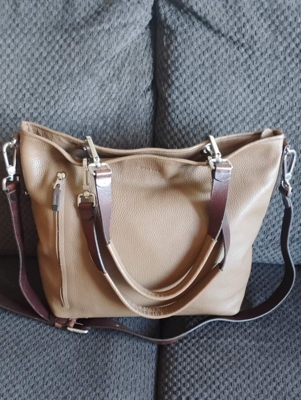 Rudsak Tan And Brown Leather Tote Bag with Adjustable Crossbody Strap